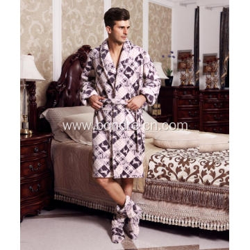 Fashion Printed Fleece Men's Bathrobe For Winter